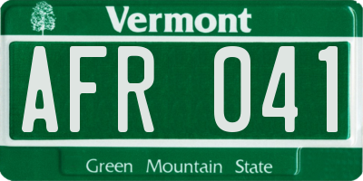 VT license plate AFR041