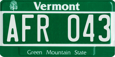 VT license plate AFR043