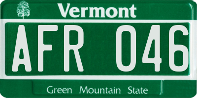 VT license plate AFR046