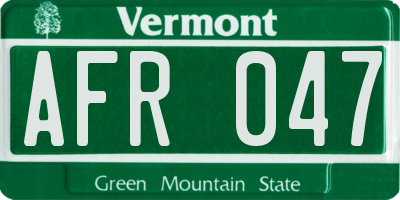 VT license plate AFR047