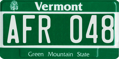 VT license plate AFR048