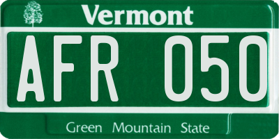 VT license plate AFR050