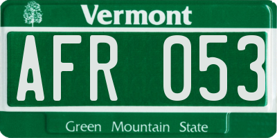 VT license plate AFR053