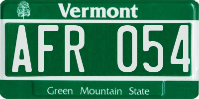 VT license plate AFR054