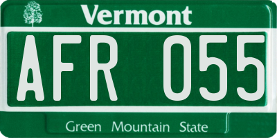 VT license plate AFR055