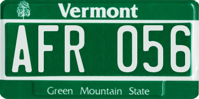 VT license plate AFR056
