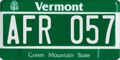 VT license plate AFR057