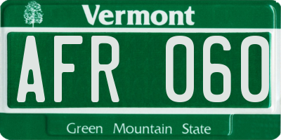 VT license plate AFR060