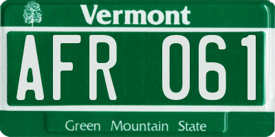 VT license plate AFR061