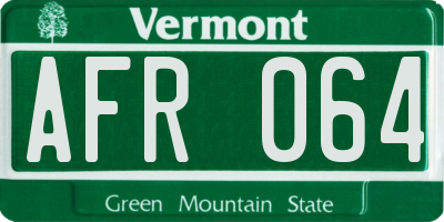 VT license plate AFR064