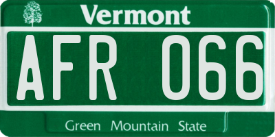 VT license plate AFR066