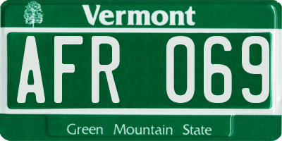 VT license plate AFR069