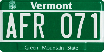 VT license plate AFR071