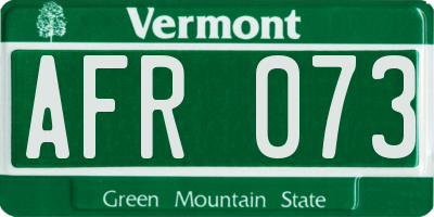 VT license plate AFR073