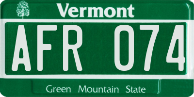 VT license plate AFR074