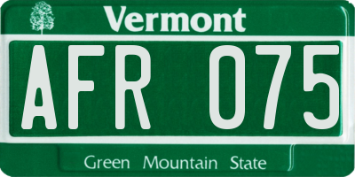 VT license plate AFR075