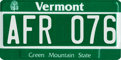 VT license plate AFR076