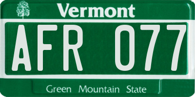 VT license plate AFR077