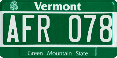 VT license plate AFR078