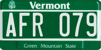 VT license plate AFR079
