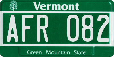 VT license plate AFR082