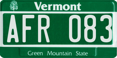 VT license plate AFR083