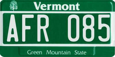VT license plate AFR085