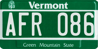 VT license plate AFR086