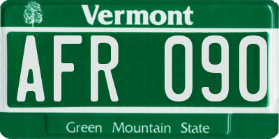 VT license plate AFR090