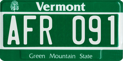VT license plate AFR091