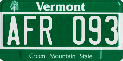 VT license plate AFR093