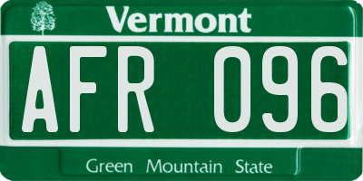 VT license plate AFR096