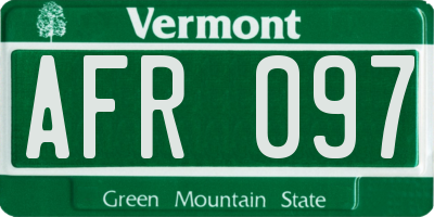 VT license plate AFR097