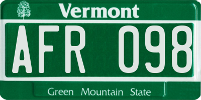 VT license plate AFR098