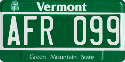 VT license plate AFR099