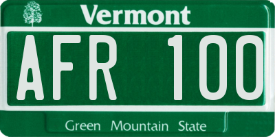 VT license plate AFR100
