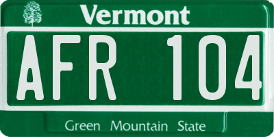 VT license plate AFR104