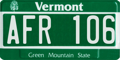 VT license plate AFR106