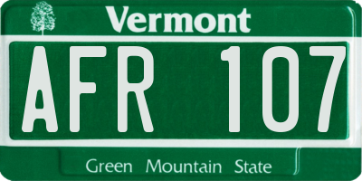 VT license plate AFR107
