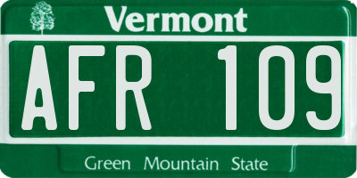 VT license plate AFR109