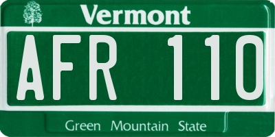 VT license plate AFR110