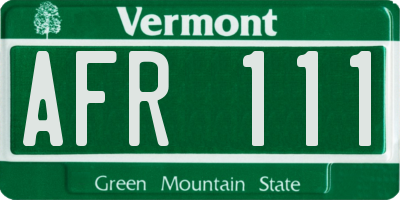 VT license plate AFR111