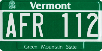VT license plate AFR112