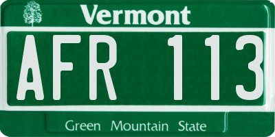 VT license plate AFR113