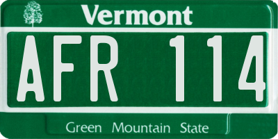 VT license plate AFR114