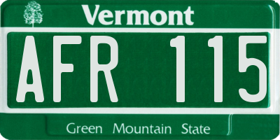VT license plate AFR115