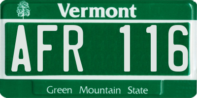VT license plate AFR116