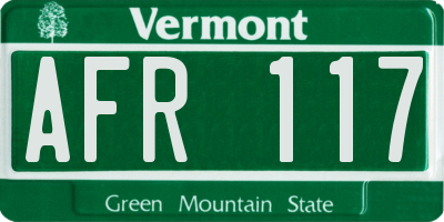 VT license plate AFR117