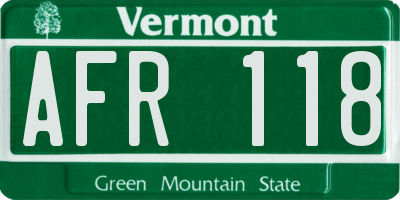 VT license plate AFR118