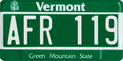 VT license plate AFR119